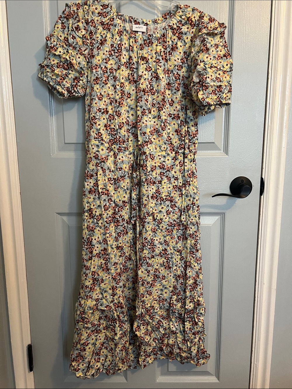 theGET Floral Smocked Top in Light Blue and Yellow